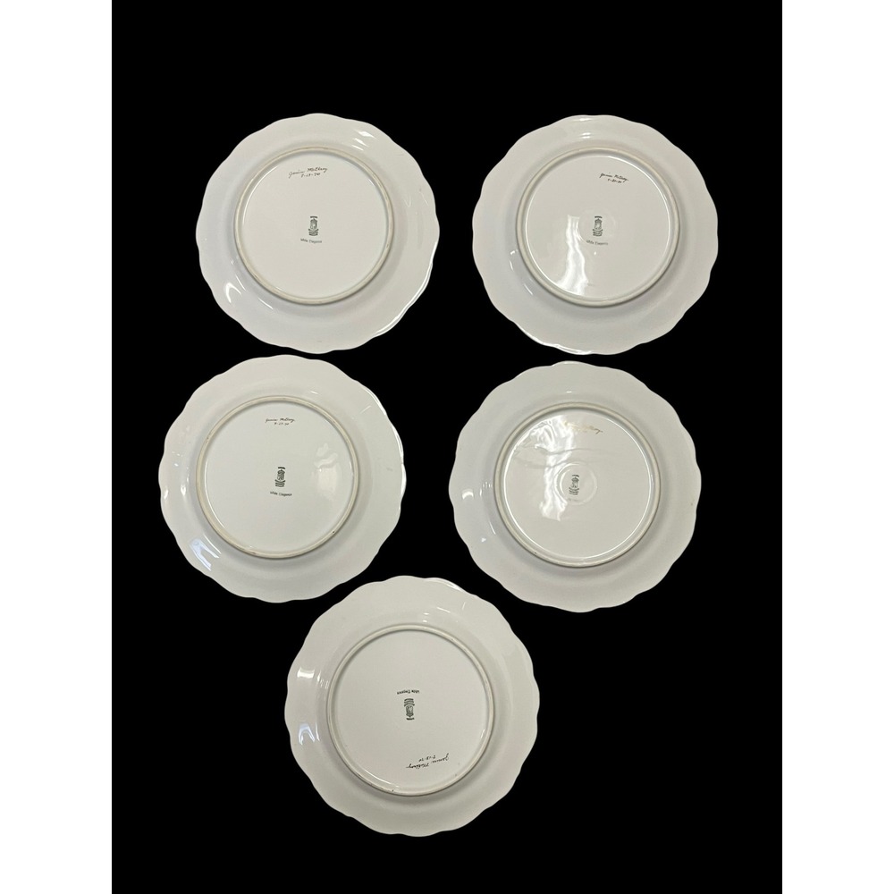 Schumann Arzberg Bavaria White Elegance Gold Encrusted Monogram Plates Set of 5 - Picture 7 of 11